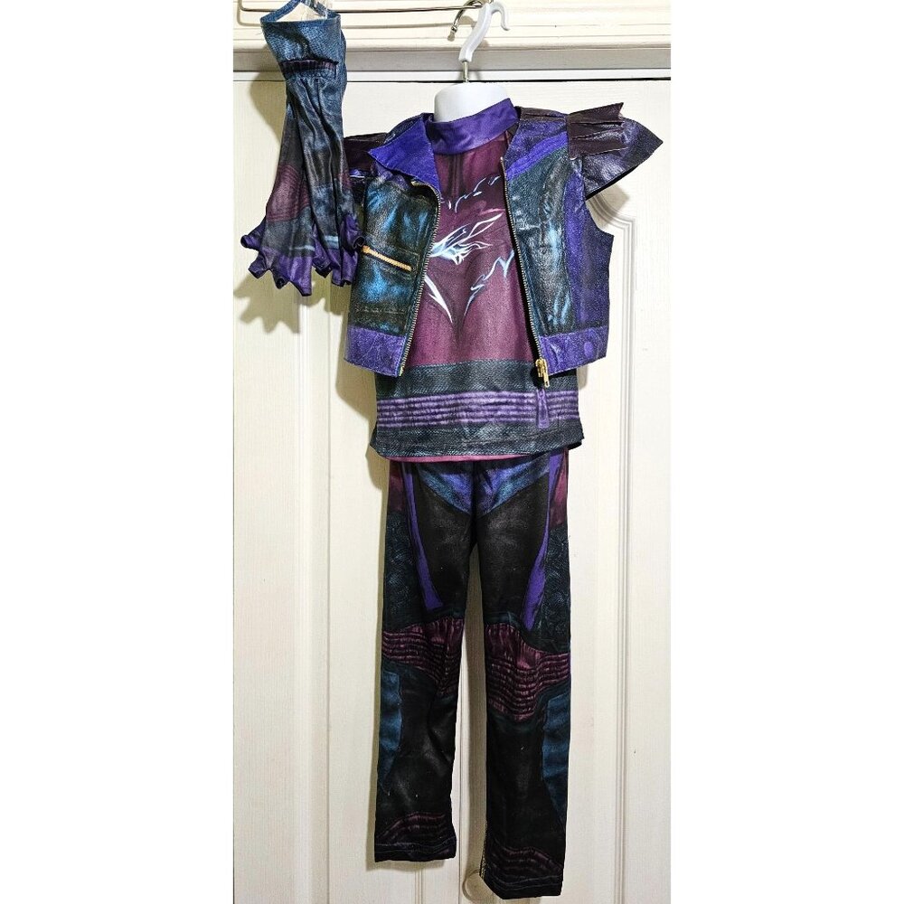 Disney Store Descendants Mal Costume Girls 4 Jacket Top Pants Gloves Halloween